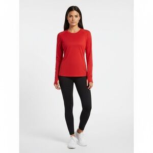 Size medium Zyia red active mesh, long sleeve, activewear top